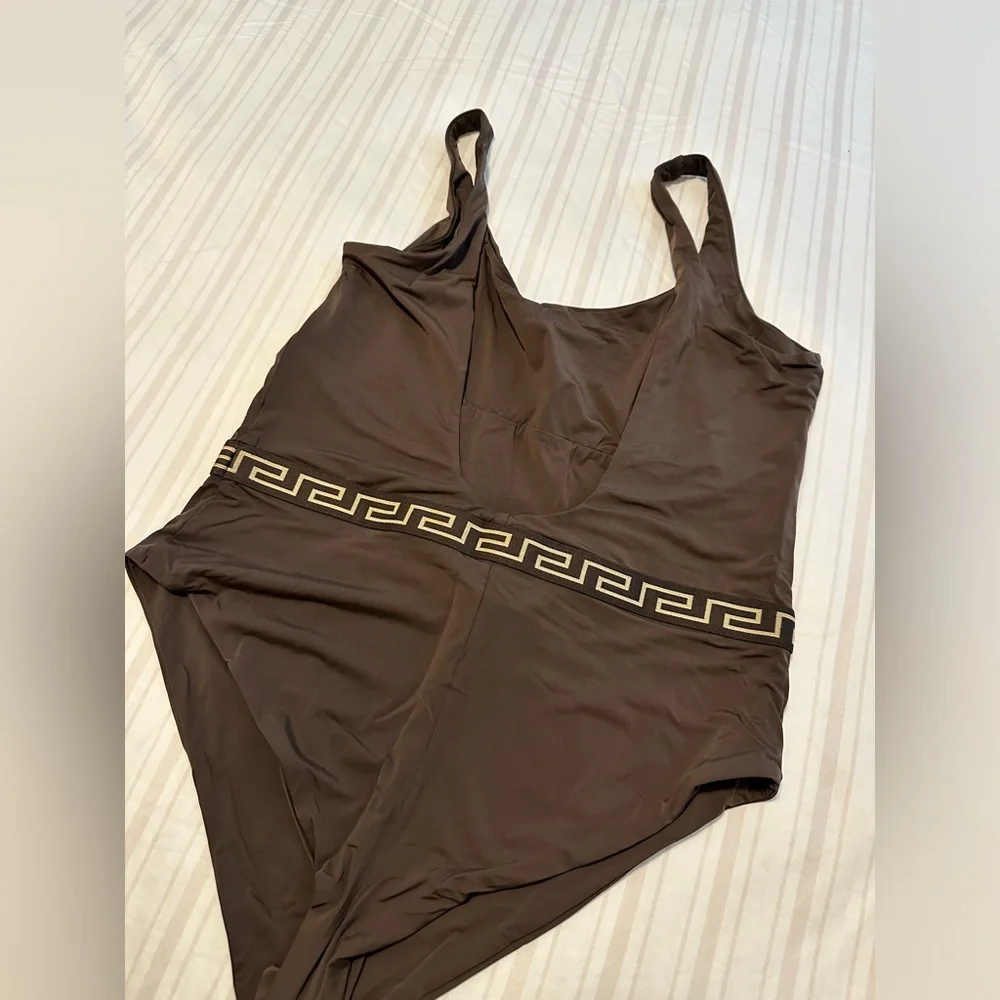 Versace Greca Brown Bodysuit NWT - Picture 3 of 10